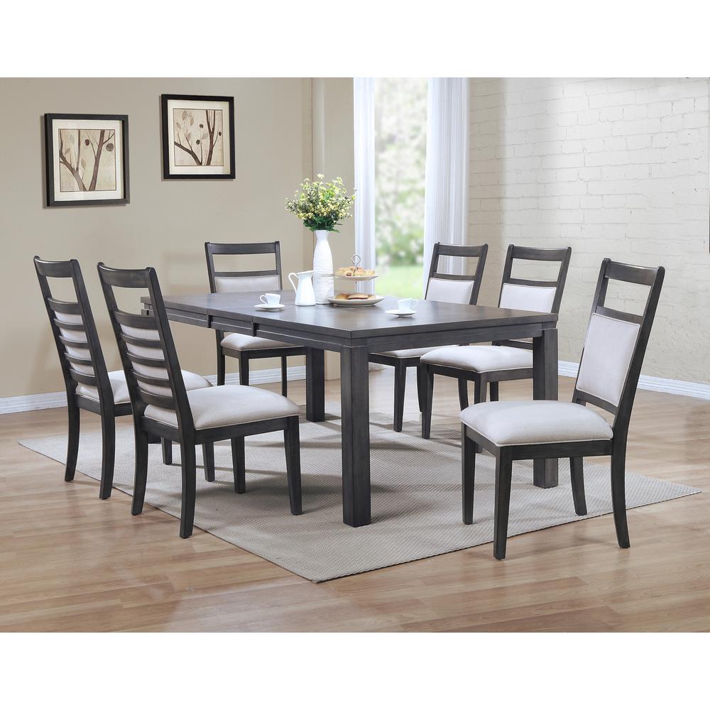 Shades of Gray 7 Piece 82" Rectangular Extendable Dining Set. Picture 6