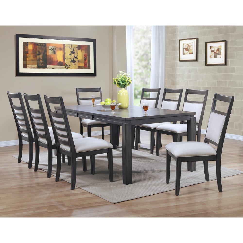 Shades of Gray 9 Piece 82" Rectangular Extendable Dining Set. Picture 1