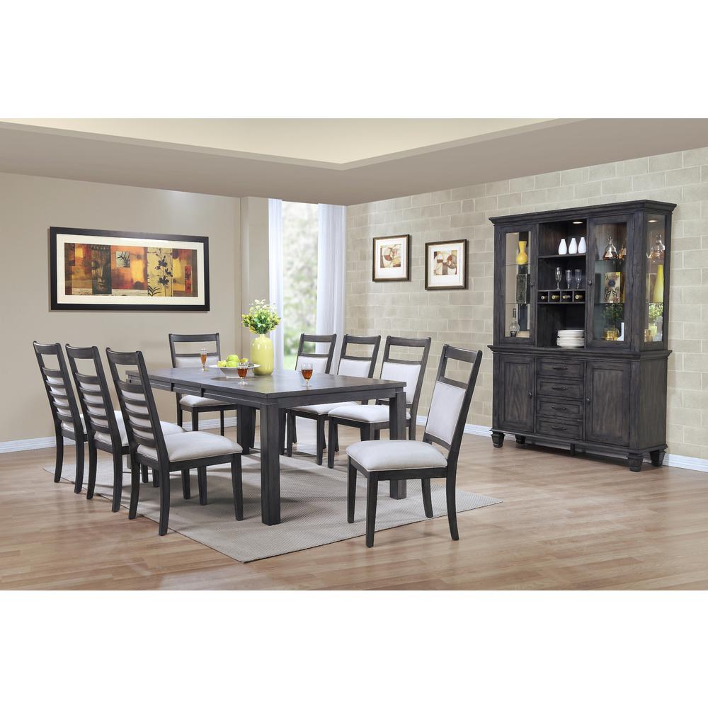 Shades of Gray 11 Piece 82" Rectangular Extendable Dining Set. Picture 6