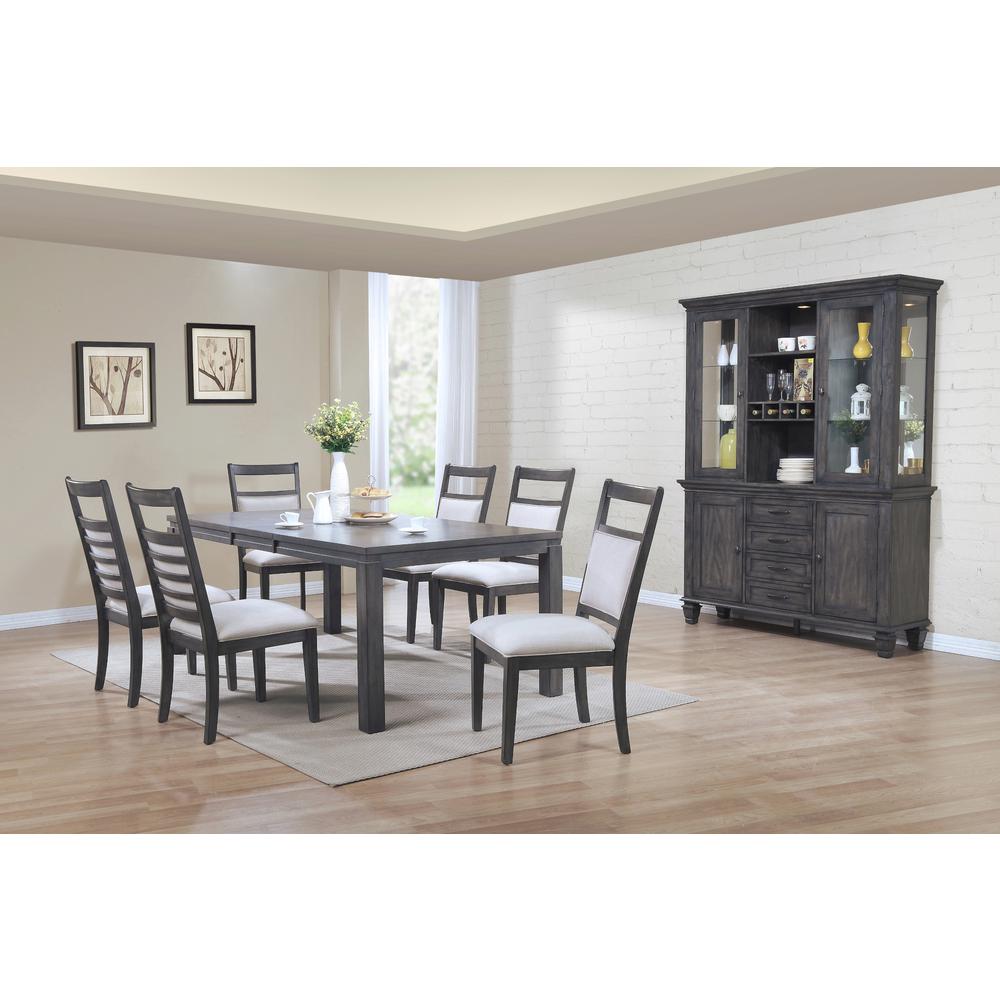 Shades of Gray 9 Piece 82" Rectangular Extendable Dining Set. Picture 5