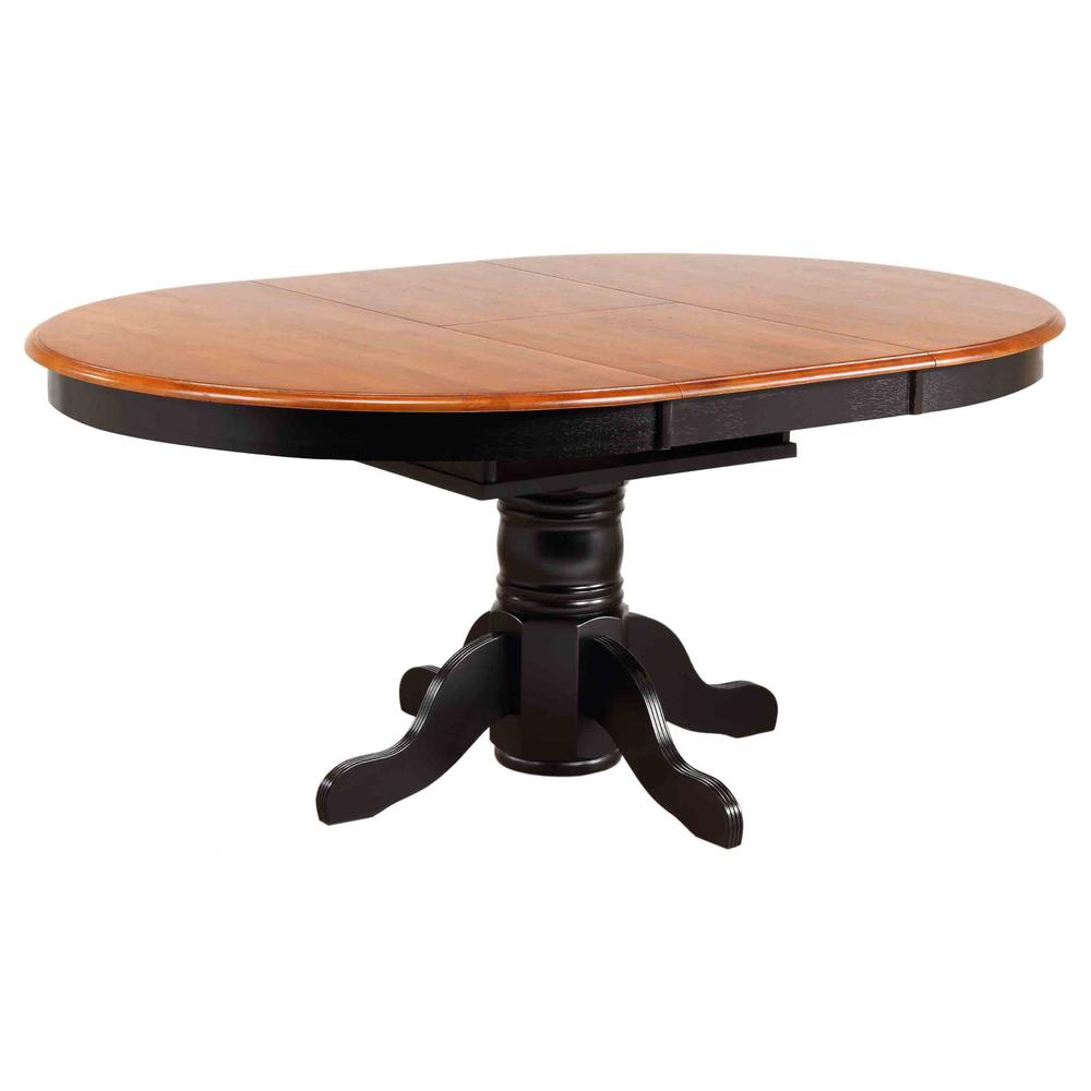 Black Cherry Selections 66" Oval Pedestal Extendable Dining Table. Picture 5