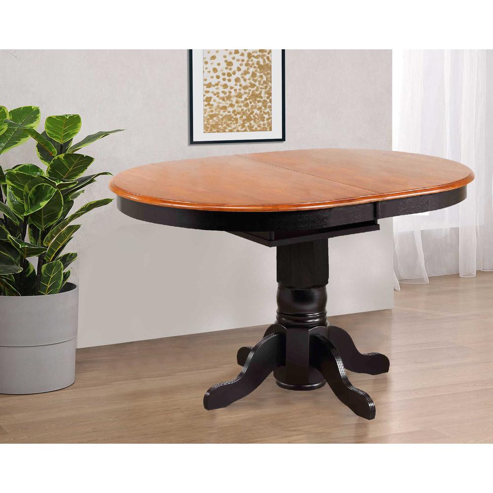 Black Cherry Selections 66" Oval Pedestal Extendable Butterfly Leaf Pub Table. Picture 2