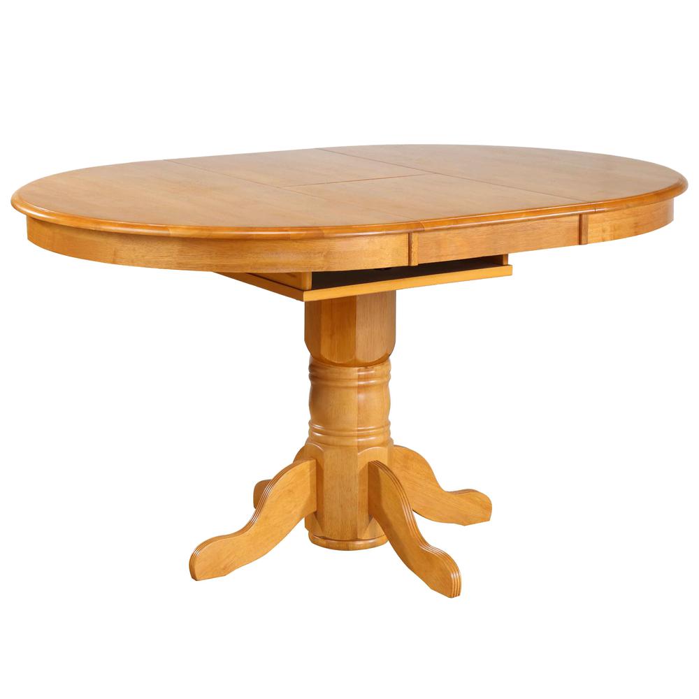 Oak Selections 66" Oval Pedestal Extendable Butterfly Leaf Pub Table. Picture 1