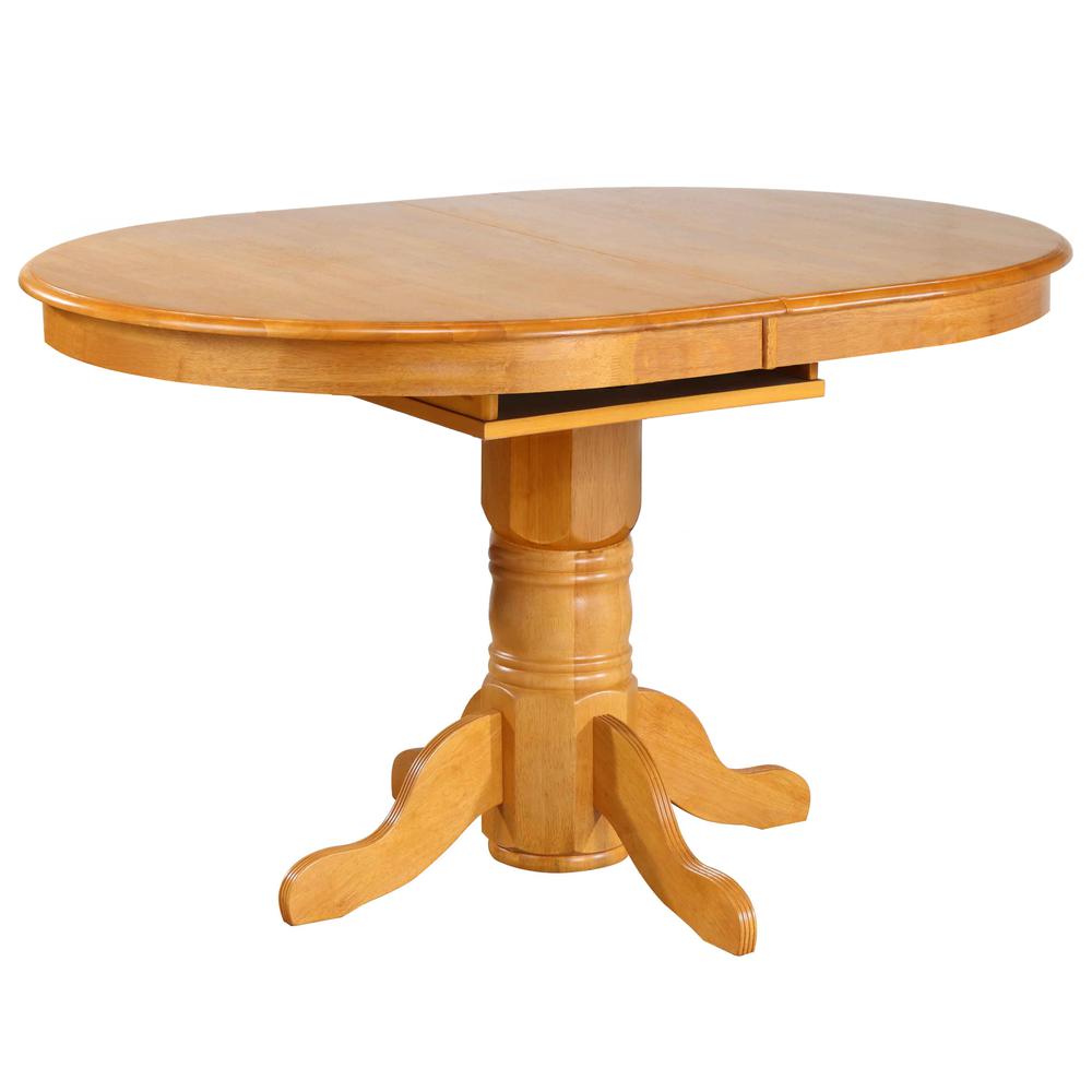 Oak Selections 66" Oval Pedestal Extendable Butterfly Leaf Pub Table. Picture 3