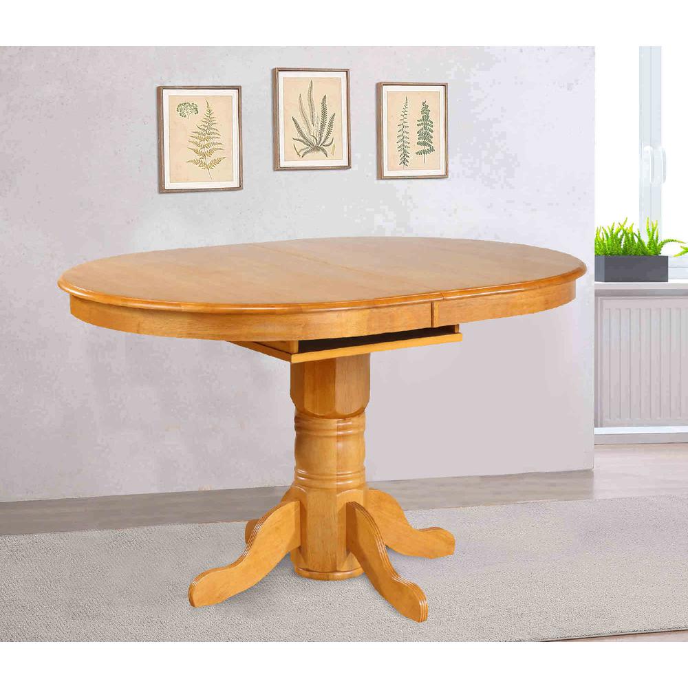 Oak Selections 66" Oval Pedestal Extendable Butterfly Leaf Pub Table. Picture 4