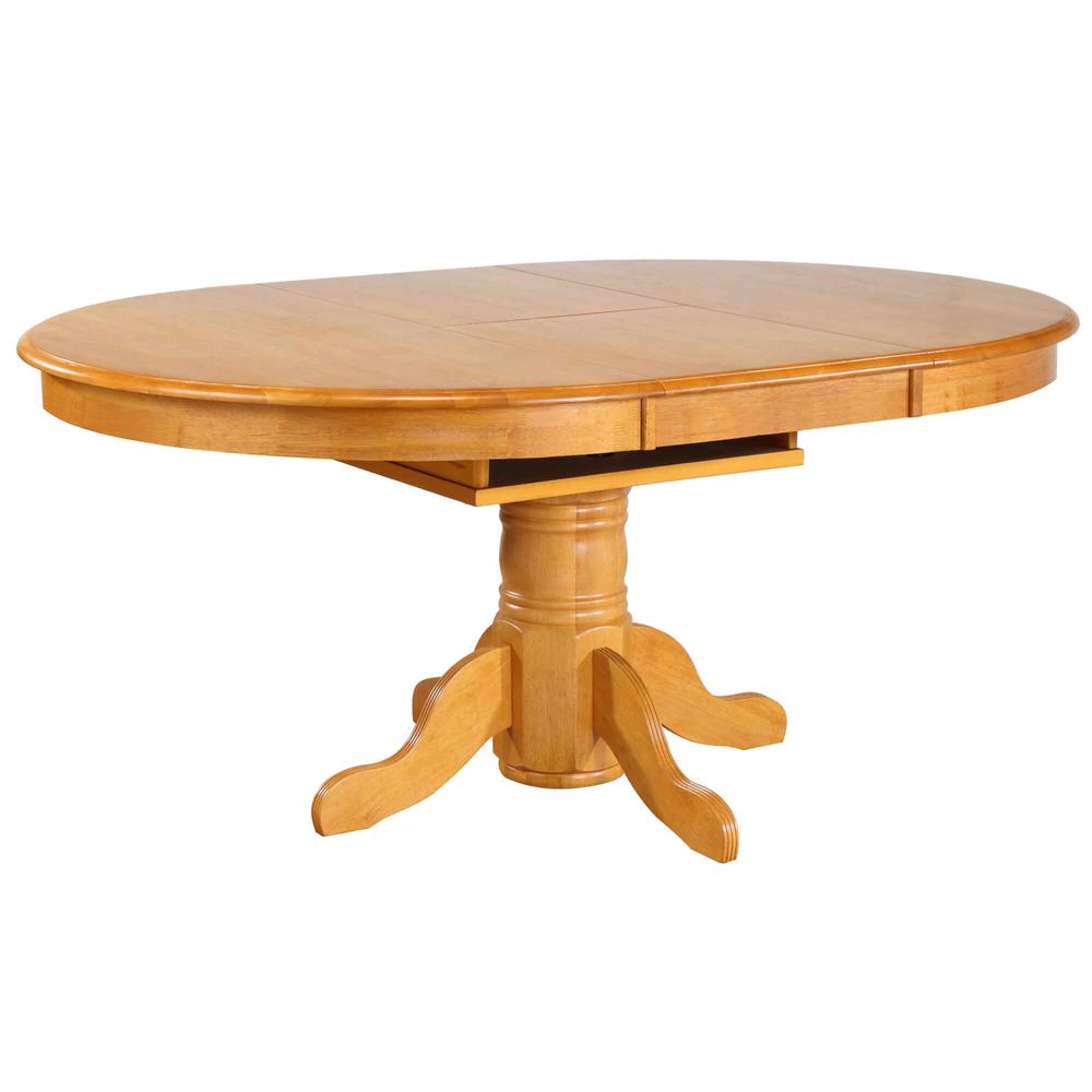 Oak Selections 66" Oval Pedestal Extendable Butterfly Leaf Dining Table. Picture 1