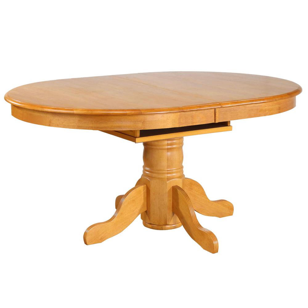 Oak Selections 66" Oval Pedestal Extendable Butterfly Leaf Dining Table. Picture 2