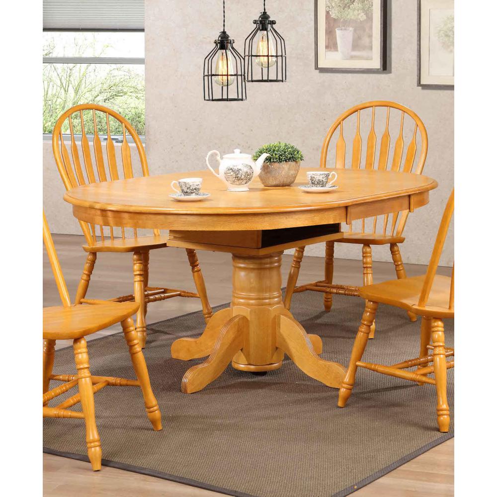 Oak Selections 66" Oval Pedestal Extendable Butterfly Leaf Dining Table. Picture 5
