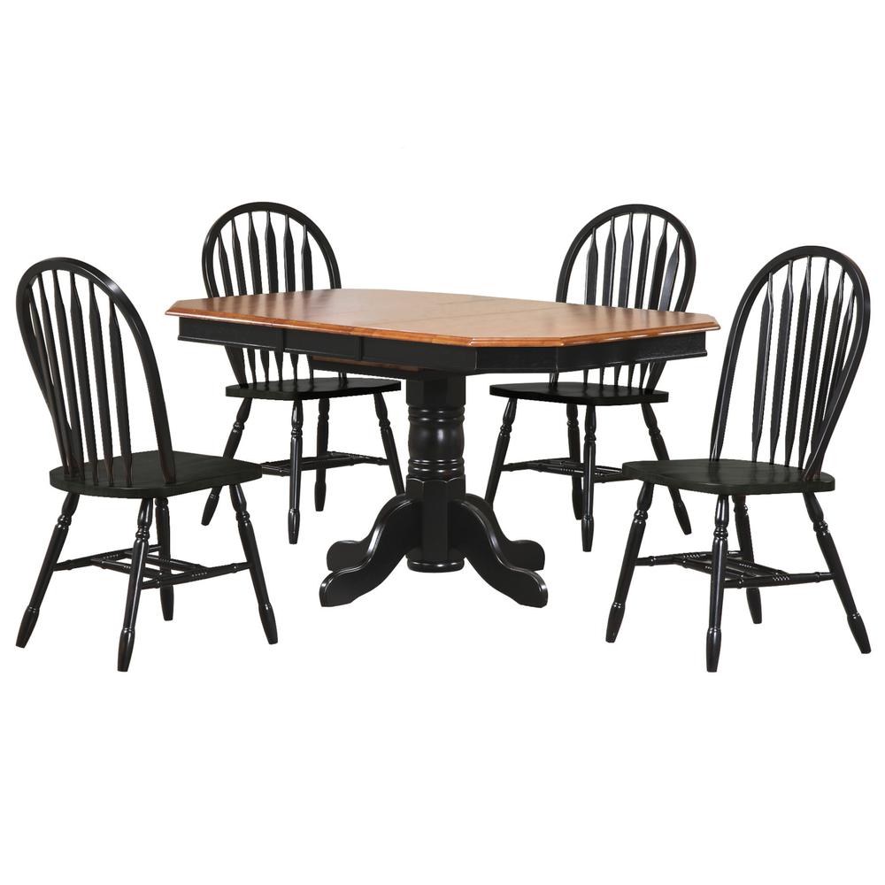 Black Cherry Selections 5 Piece 60" Oval Extendable Dining Set. Picture 5