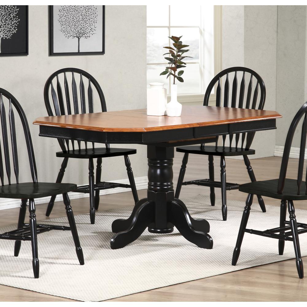 Black Cherry Selections 60" Oval Extendable Pedestal Dining Table. Picture 5