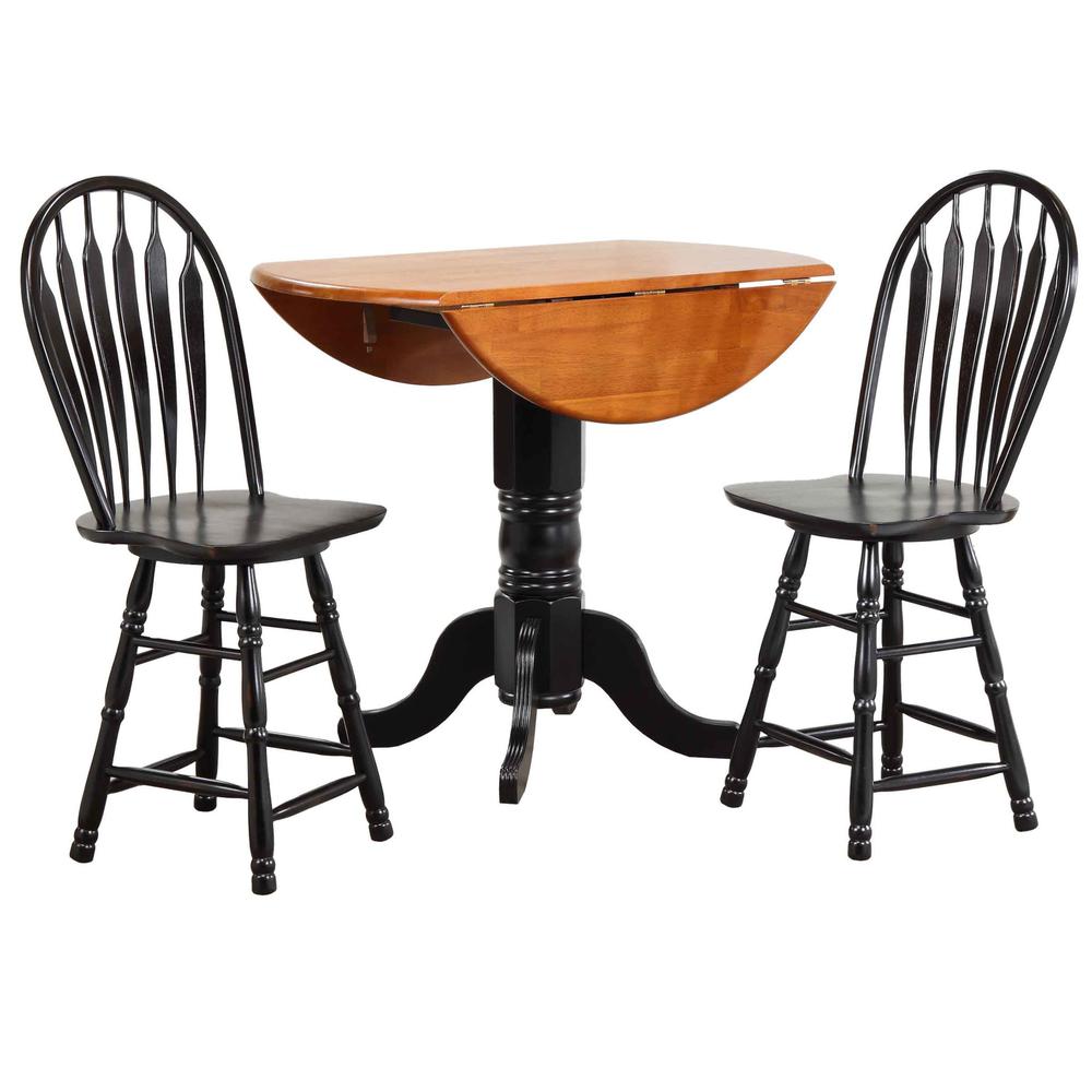 Drop Leaf Pub Table Set with 2 Swivel Barstools. Picture 4