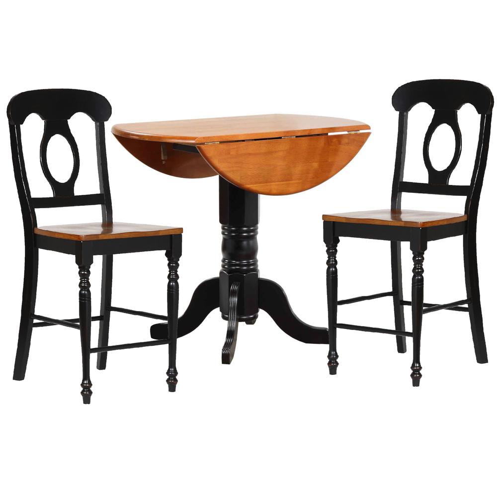 Drop Leaf Pub Table Set with 2 Napoleon Stools. Picture 5