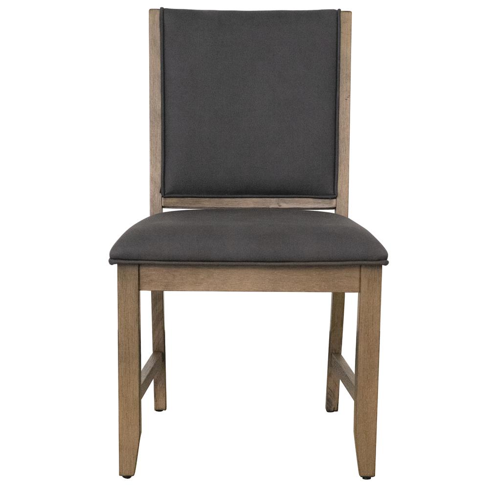 Sunset Trading Saunders Upholstered Dining Chairs | Set of 2 | Gray Upholstered Padded Seat and Back Parsons Sidechair | Brown Acacia Wood. Picture 3