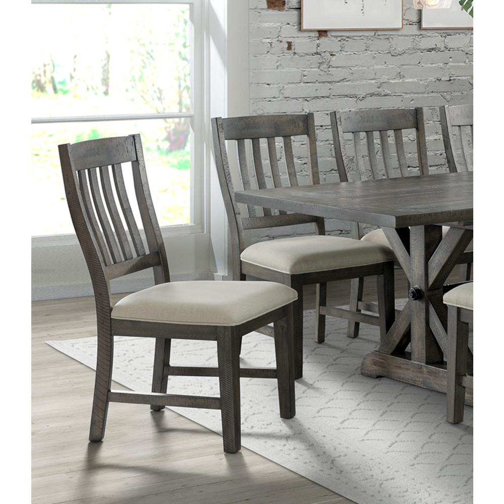 Trestle Slat Back Upholstered Dining Side Chair. Picture 3