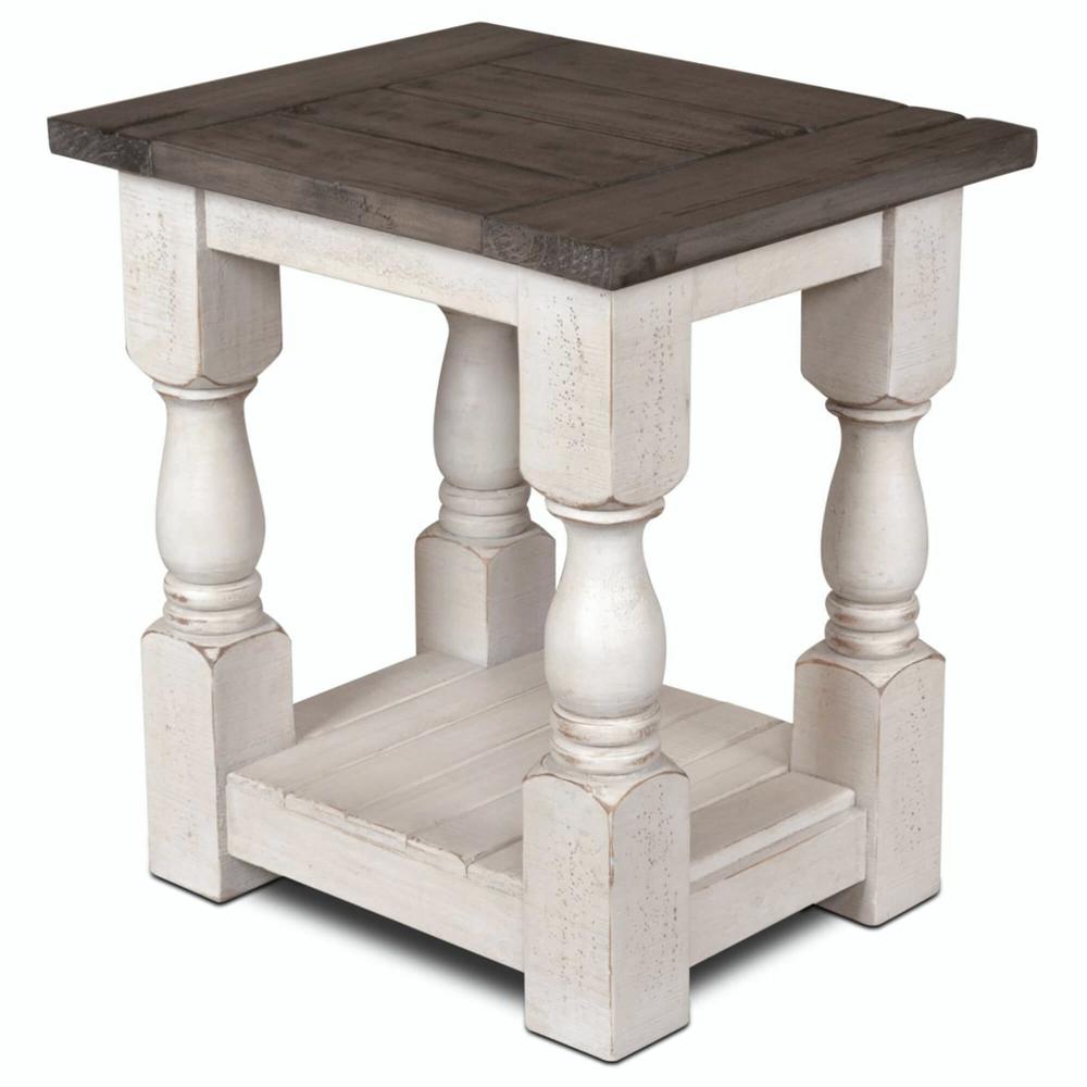 Rustic French Rectangular Side End Table. Picture 1