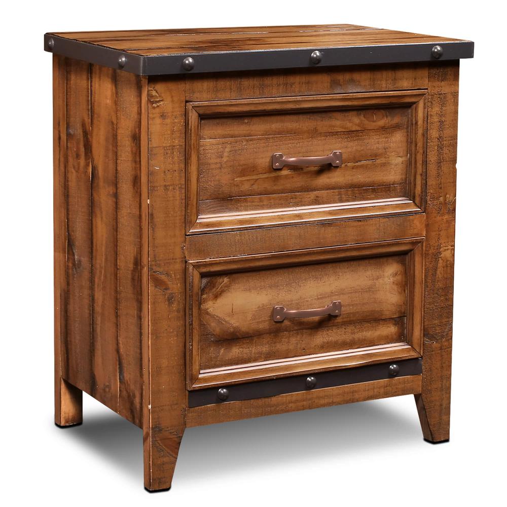 Rustic City 2 Drawer Nightstand. Picture 1