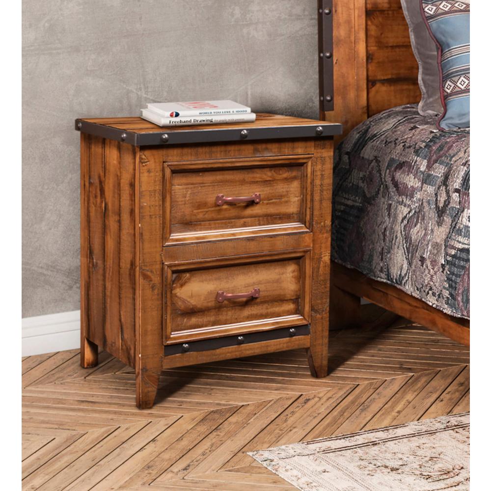 Rustic City 2 Drawer Nightstand. Picture 5