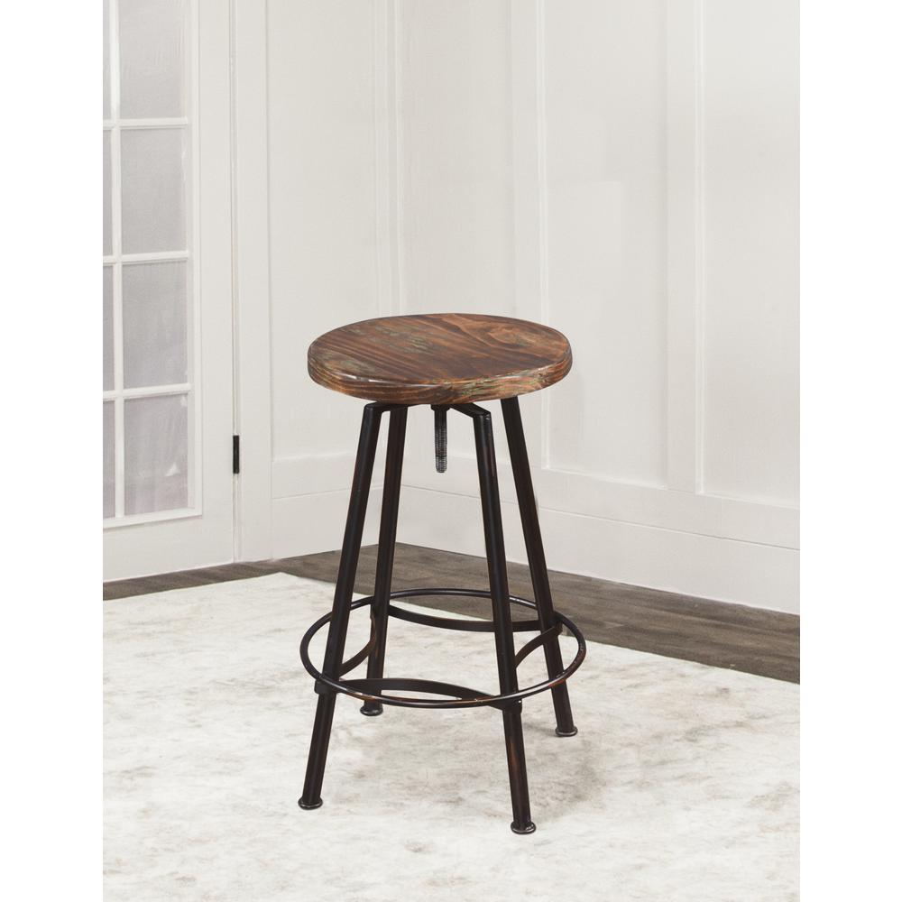 Sunset Trading Cabo Adjustable Height Swivel Barstool | Black Metal | Solid Wood Seat. Picture 4