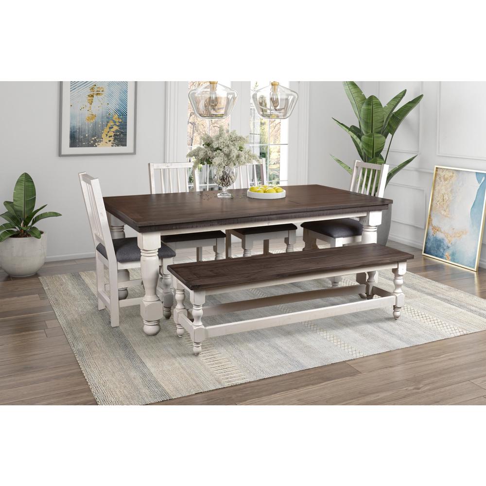 Rustic French 78" Rectangular Dining Table Set with Bench. Picture 2