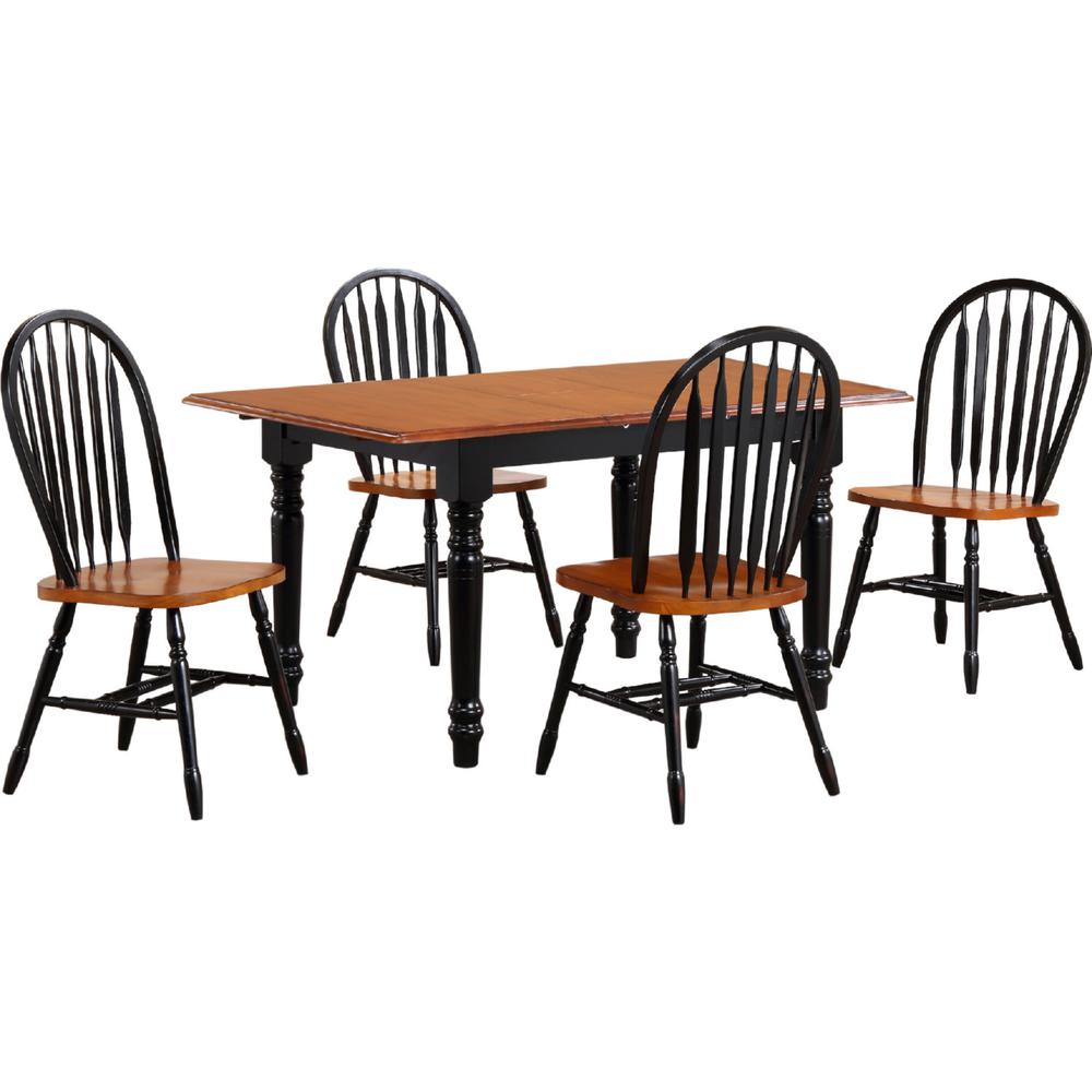 5PC 60" Rectangular Extendable Wood Dining Set. Picture 1