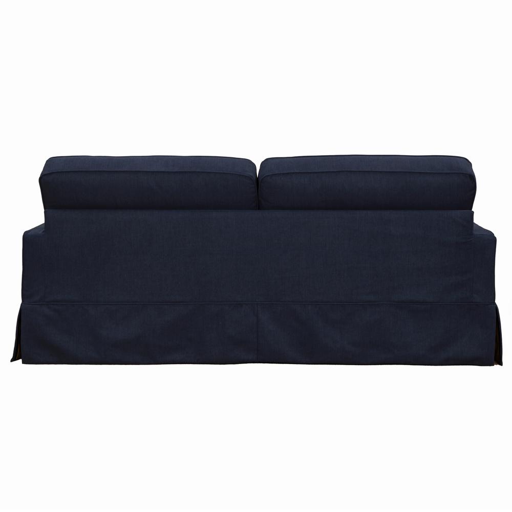 Sunset Trading Americana Box Cushion Slipcovered Sofa | Stain Resistant Performance Fabric | Navy Blue. Picture 5