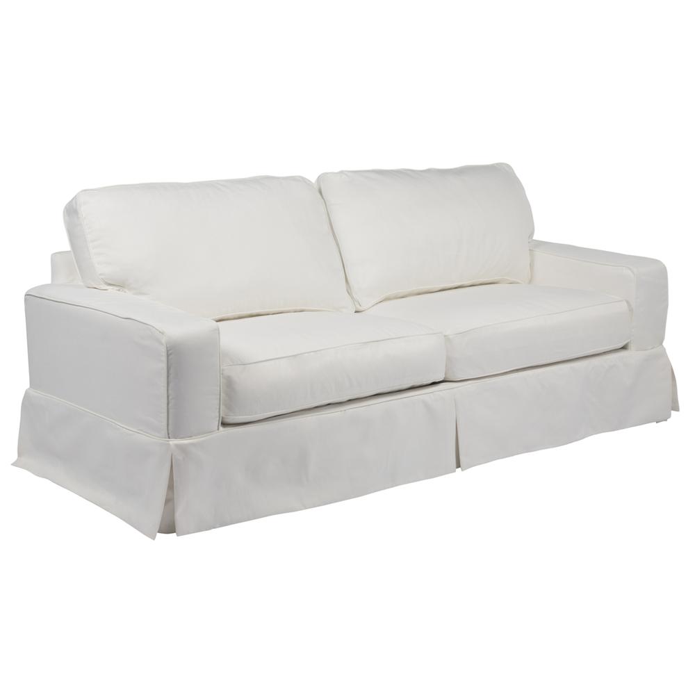 Sunset Trading Americana Slipcover for Box Cushion Track Arm Sofa | Stain Resistant Performance Fabric | White. The main picture.