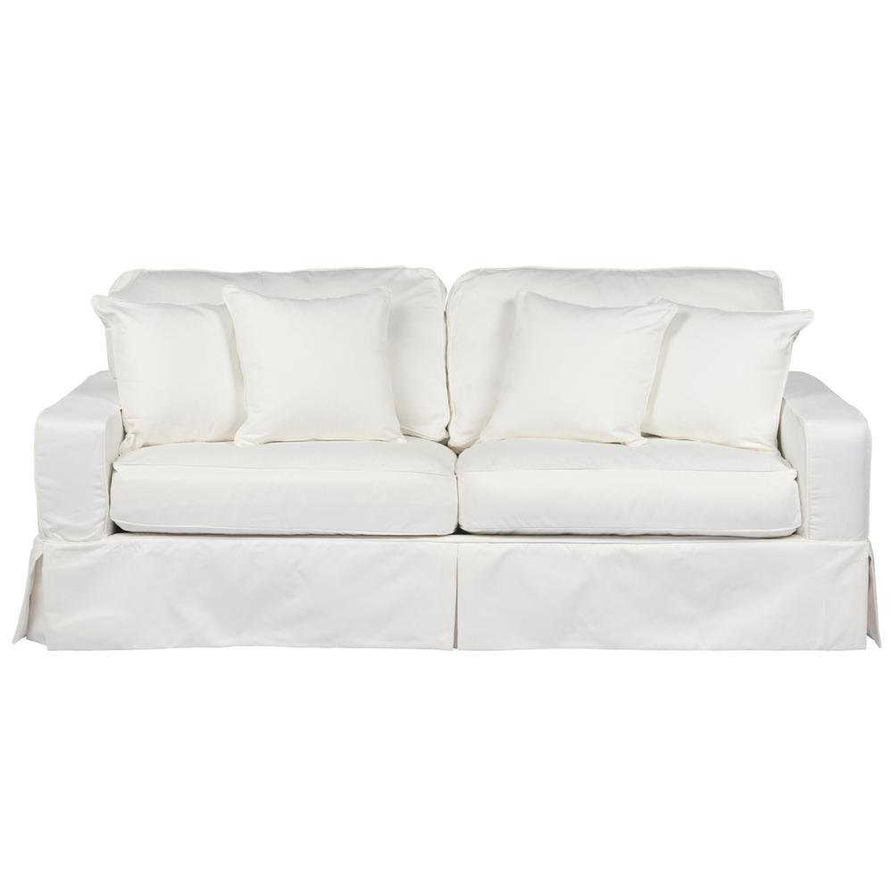 Sunset Trading Americana Slipcover for Box Cushion Track Arm Sofa | Stain Resistant Performance Fabric | White. Picture 2
