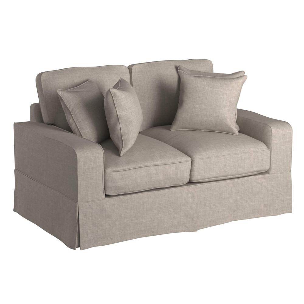 Sunset Trading Americana Slipcover for Box Cushion Track Arm Loveseat | Light Gray. Picture 5