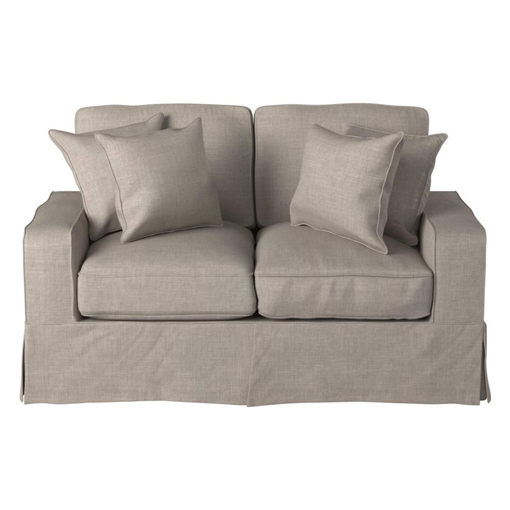 Sunset Trading Americana Slipcover for Box Cushion Track Arm Loveseat | Light Gray. The main picture.
