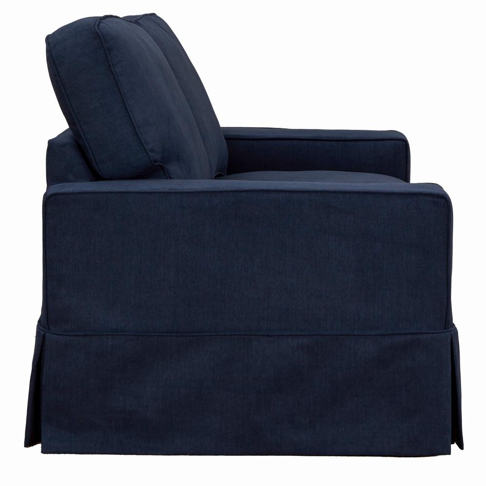 Sunset Trading Americana Slipcover Only for Box Cushion Track Arm Loveseat | Stain Resistant Performance Fabric | Navy Blue. Picture 4