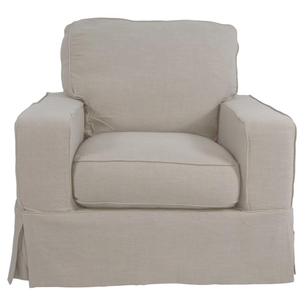 Sunset Trading Americana Slipcover for Box Cushion Track Arm Chair | Light Gray. Picture 1