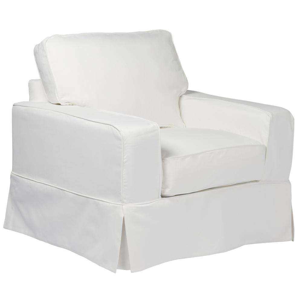 Sunset Trading Americana Slipcover for Box Cushion Track Arm Chair | Stain Resistant Performance Fabric | White. Picture 1