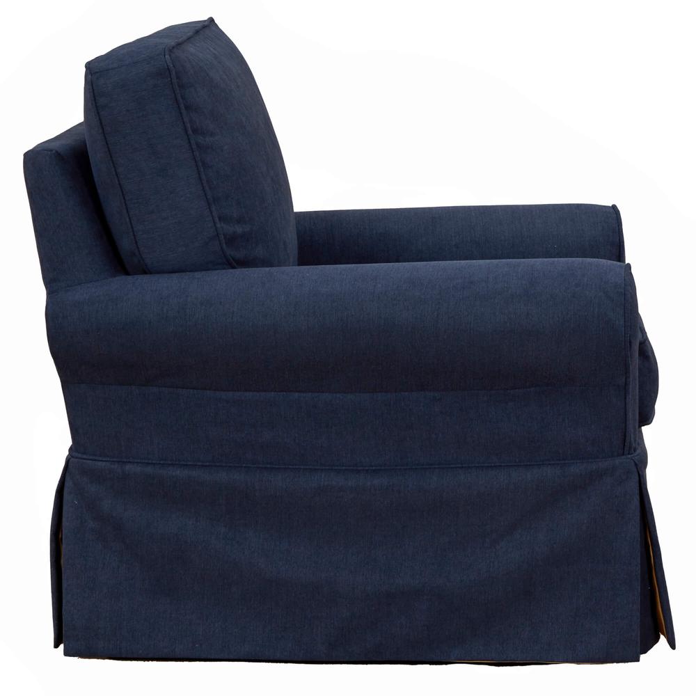 Sunset Trading Horizon Slipcovered Swivel Rocking Chair | Stain Resistant Performance Fabric | Navy Blue. Picture 3