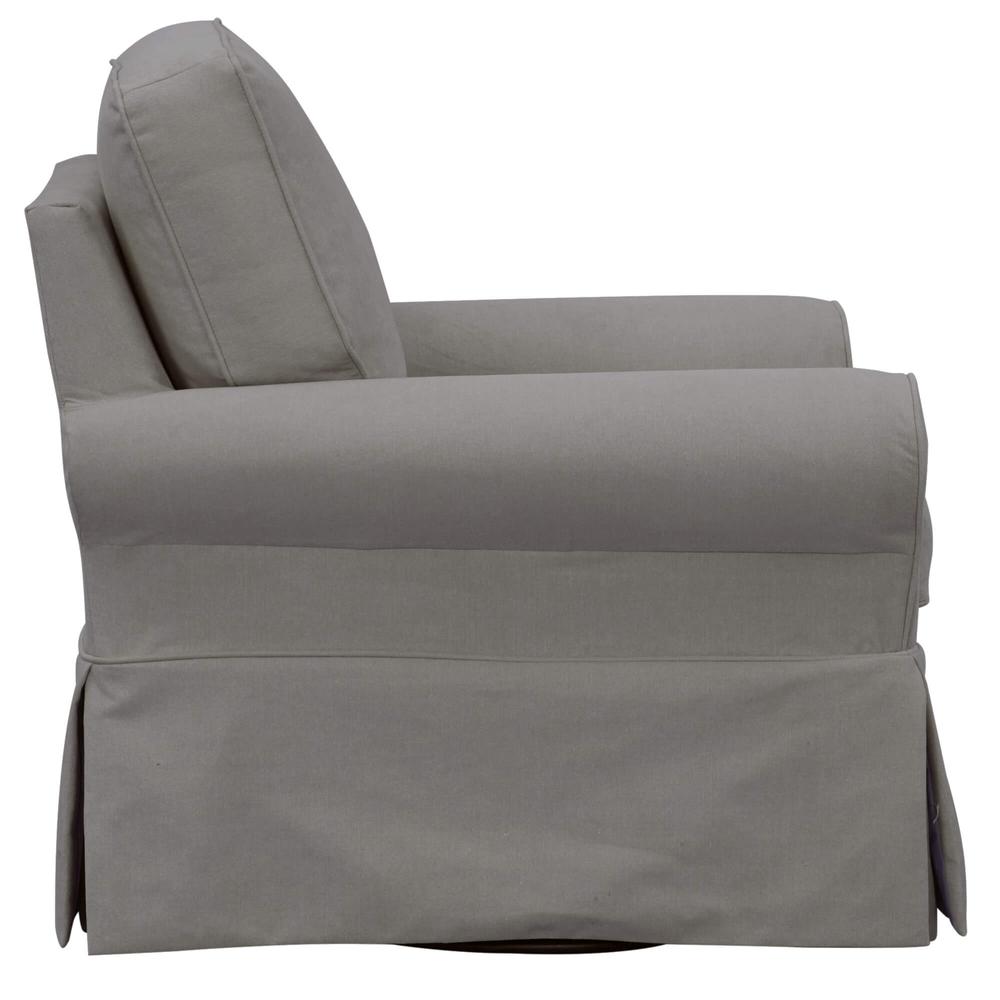 Sunset Trading Horizon Slipcovered Swivel Rocking Chair | Stain Resistant Performance Fabric | Gray. Picture 2