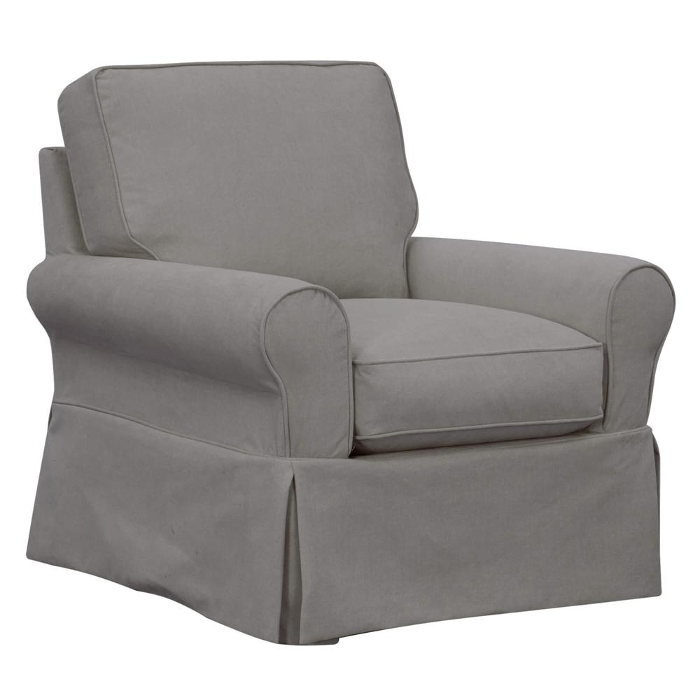 Sunset Trading Horizon Slipcover for Box Cushion Chair | Stain Resistant Performance Fabric | Gray. Picture 7