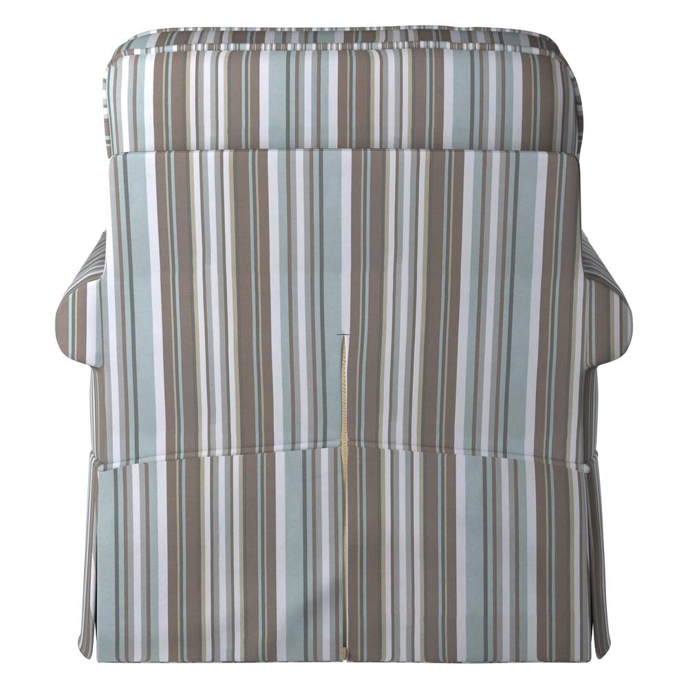 Sunset Trading Horizon Slipcover for Box Cushion Chair | Stain Resistant Performance Fabric | Blue Striped. Picture 5
