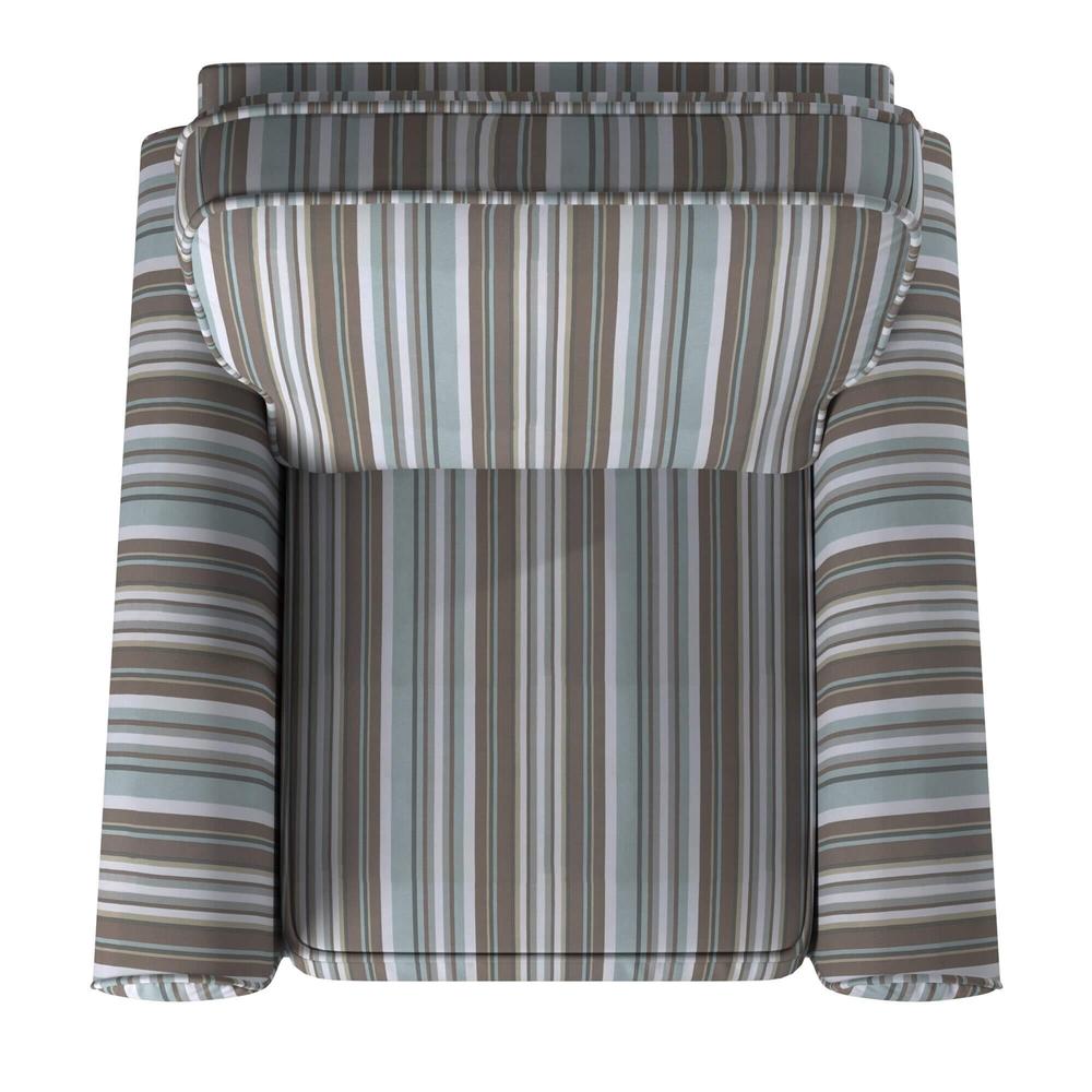 Sunset Trading Horizon Slipcover for Box Cushion Chair | Stain Resistant Performance Fabric | Blue Striped. Picture 6
