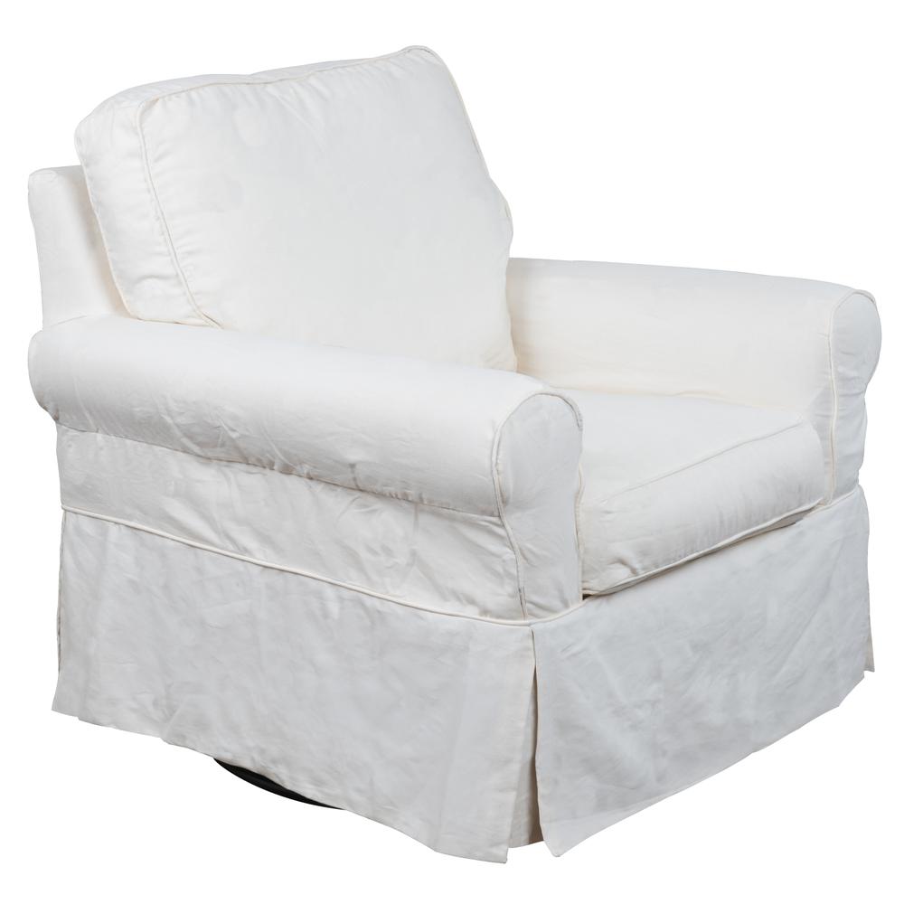 Sunset Trading Horizon Slipcover for Box Cushion Chair | Warm White. Picture 2