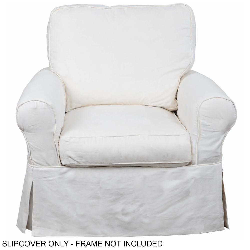 Sunset Trading Horizon Slipcover for Box Cushion Chair | Warm White. The main picture.