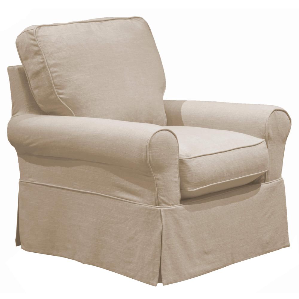 Sunset Trading Horizon Slipcover Box Cushion Chair | Linen. Picture 1