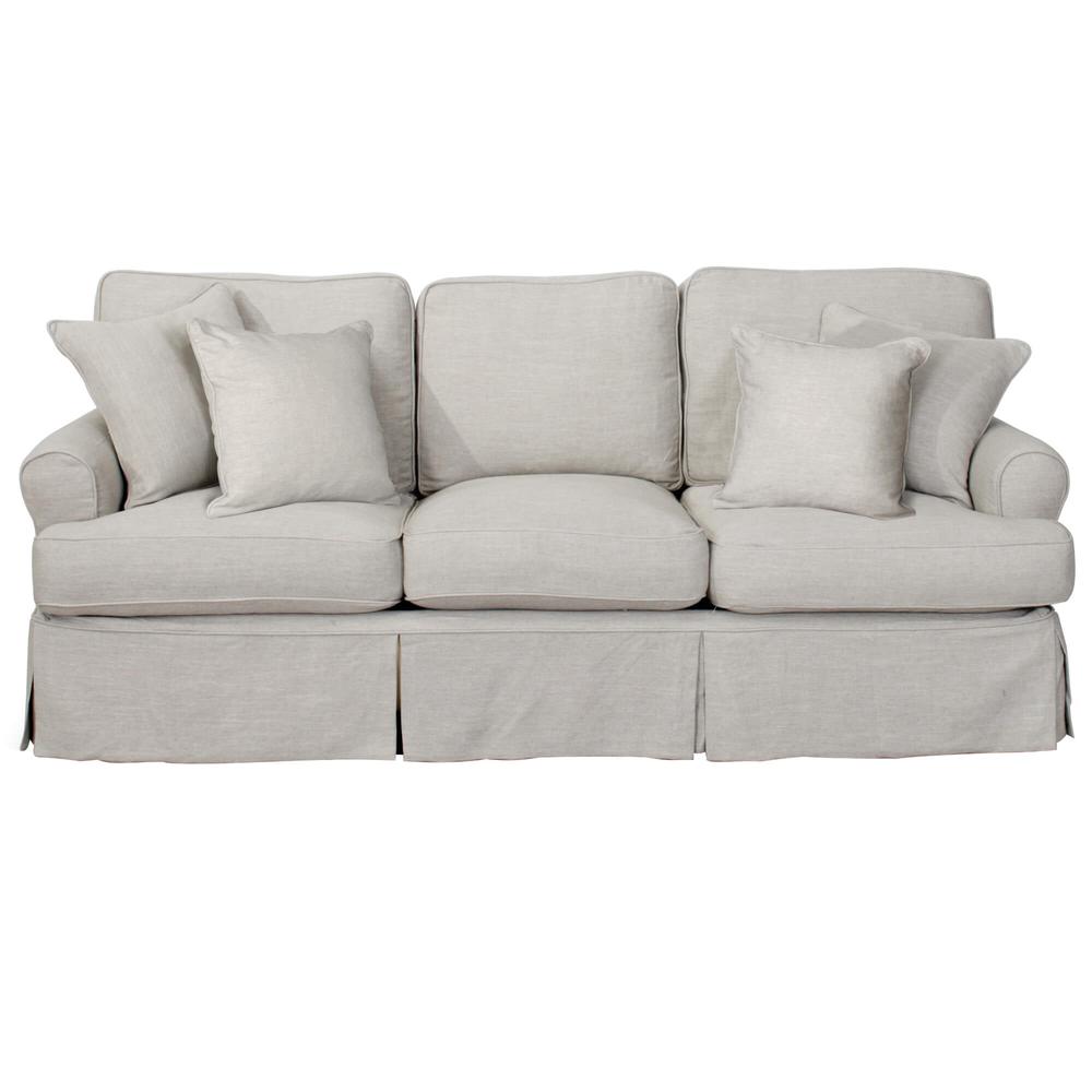 Sunset Trading Horizon T-Cushion Slipcovered Sofa | Light Gray. Picture 4
