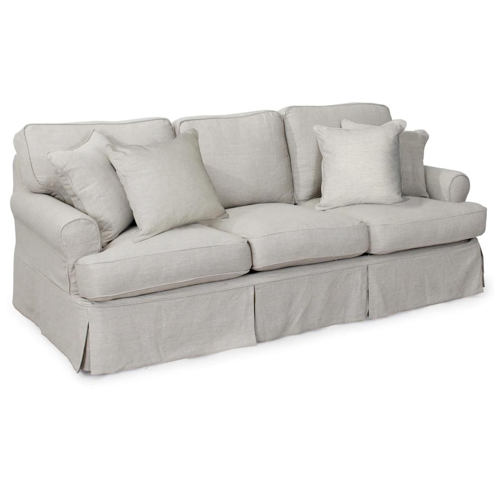 Sunset Trading Horizon T-Cushion Slipcovered Sofa | Light Gray. Picture 1