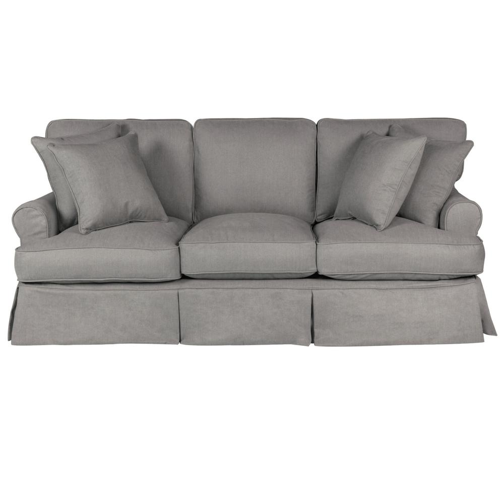 Sunset Trading Horizon T-Cushion Slipcovered Sofa | Stain Resistant Performance Fabric | Gray. Picture 3