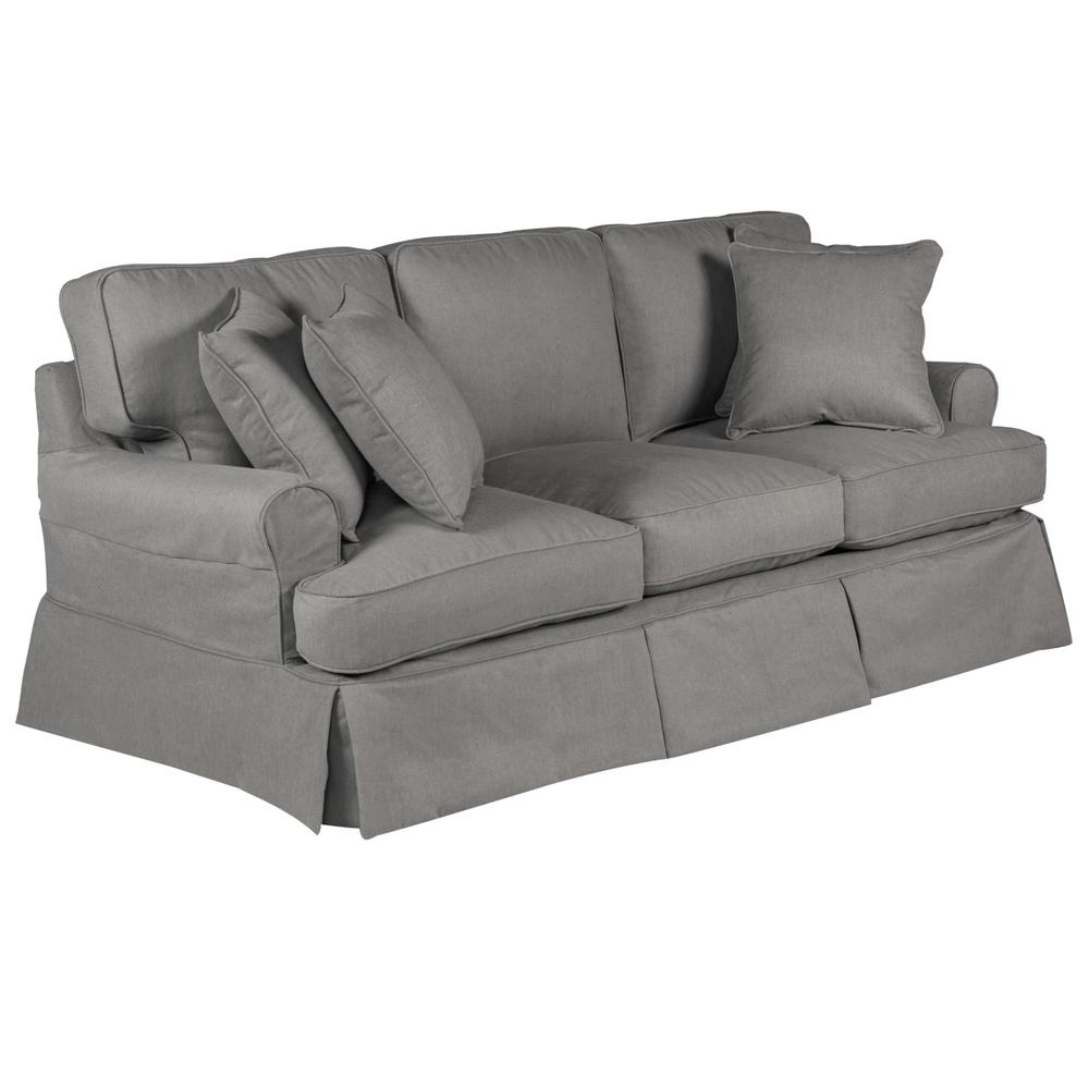 Sunset Trading Horizon T-Cushion Slipcovered Sofa | Stain Resistant Performance Fabric | Gray. The main picture.