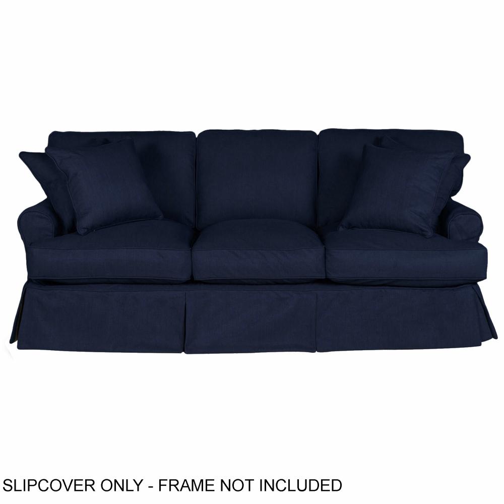 Sunset Trading Horizon Slipcover for T-Cushion Sofa | Stain Resistant Performance Fabric | Navy Blue. Picture 2