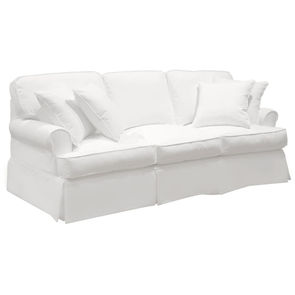 Sunset Trading Horizon Slipcover for T-Cushion Sofa | Stain Resistant Performance Fabric | White. Picture 3
