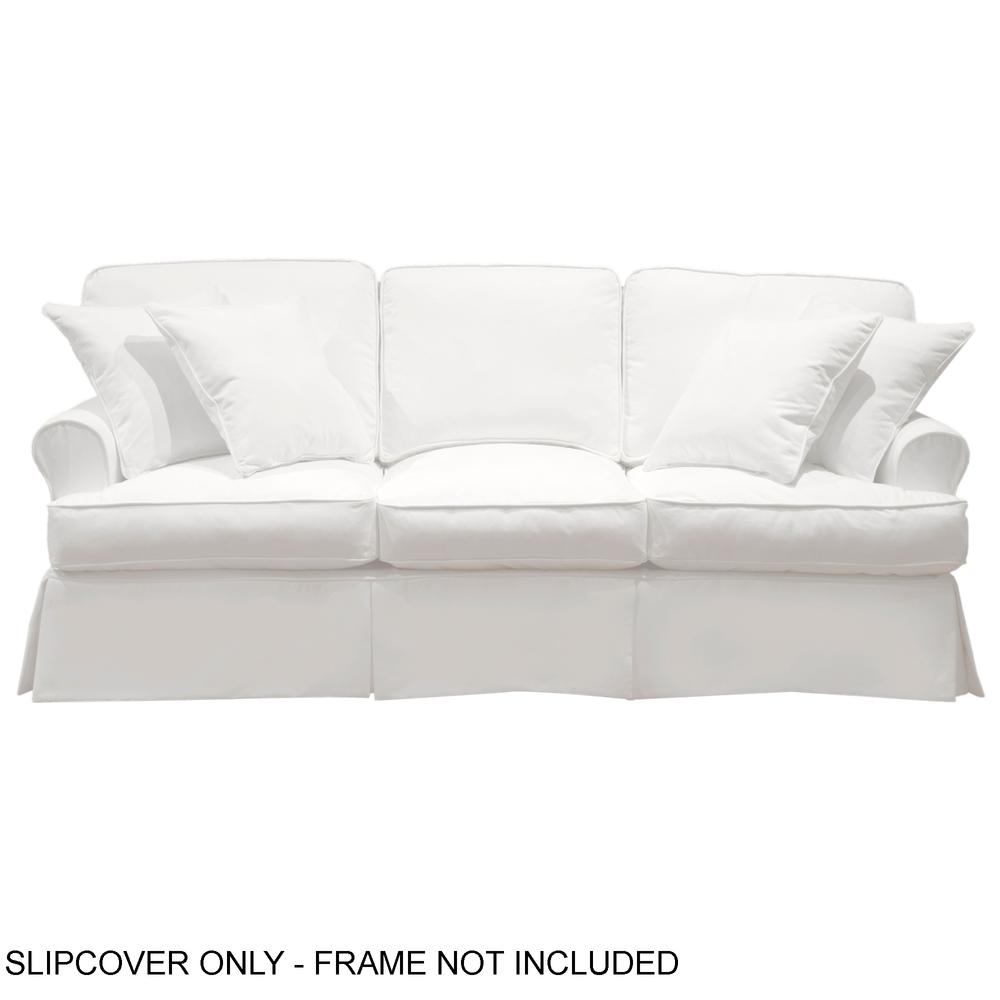 Sunset Trading Horizon Slipcover for T-Cushion Sofa | Stain Resistant Performance Fabric | White. The main picture.