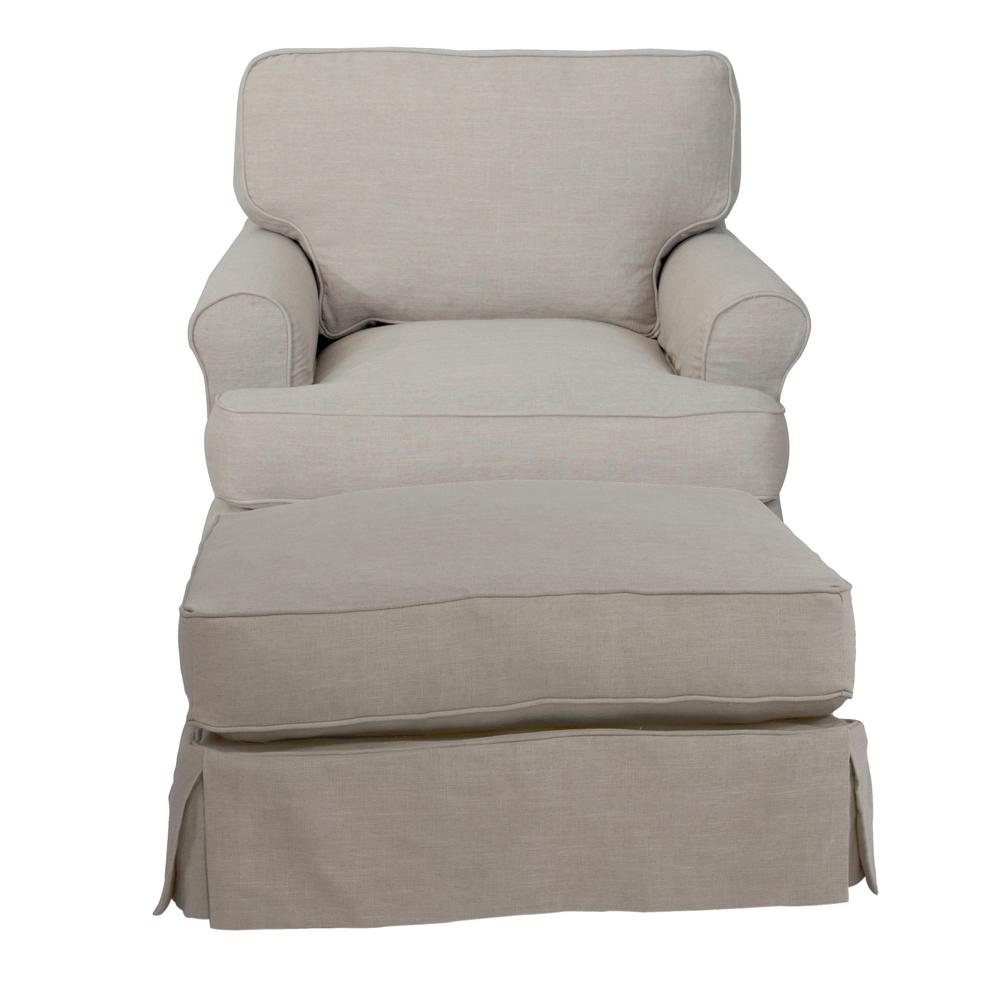 Horizon Slipcovered T-Cushion Chair with Ottoman. Picture 1