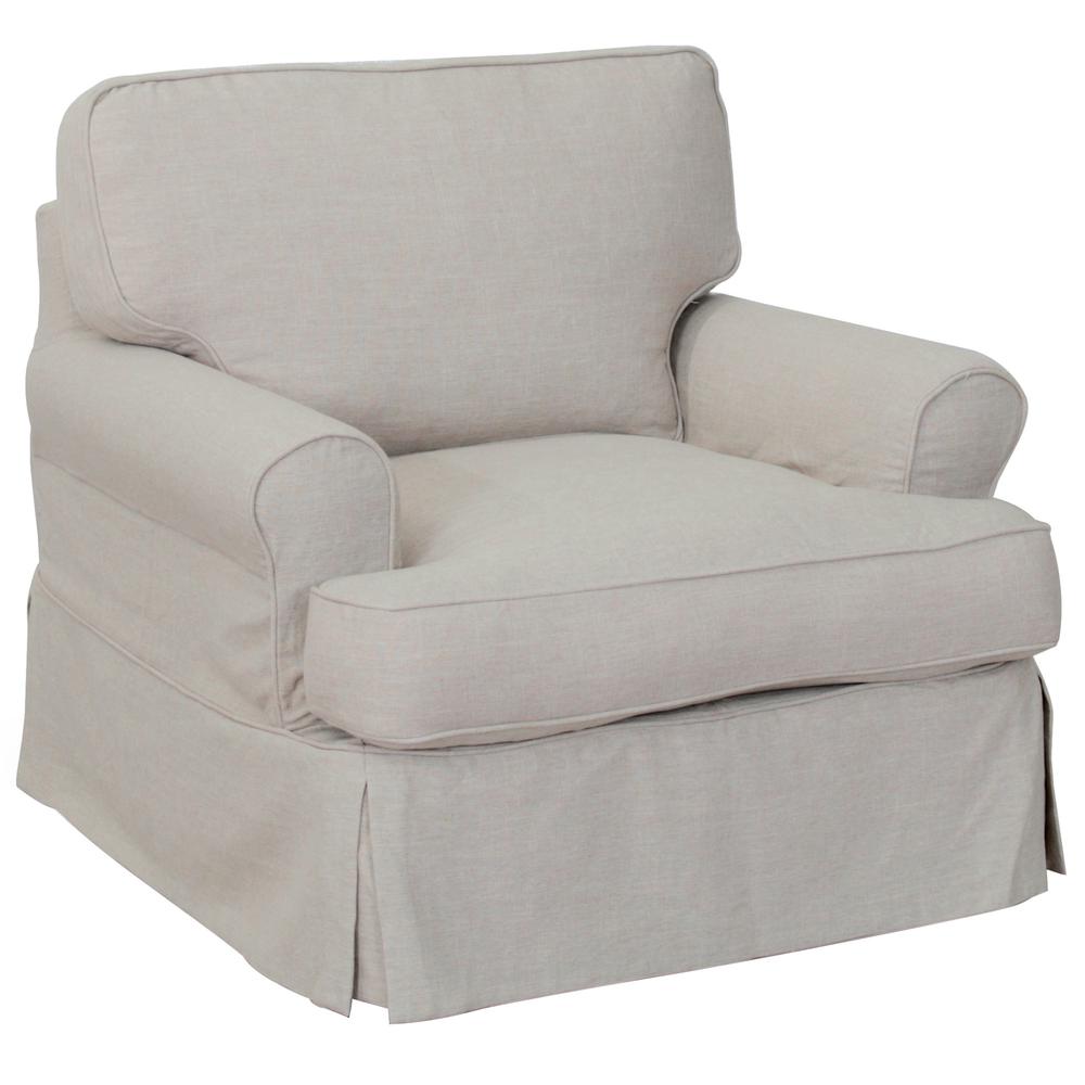 Horizon Slipcovered T-Cushion Chair with Ottoman. Picture 2