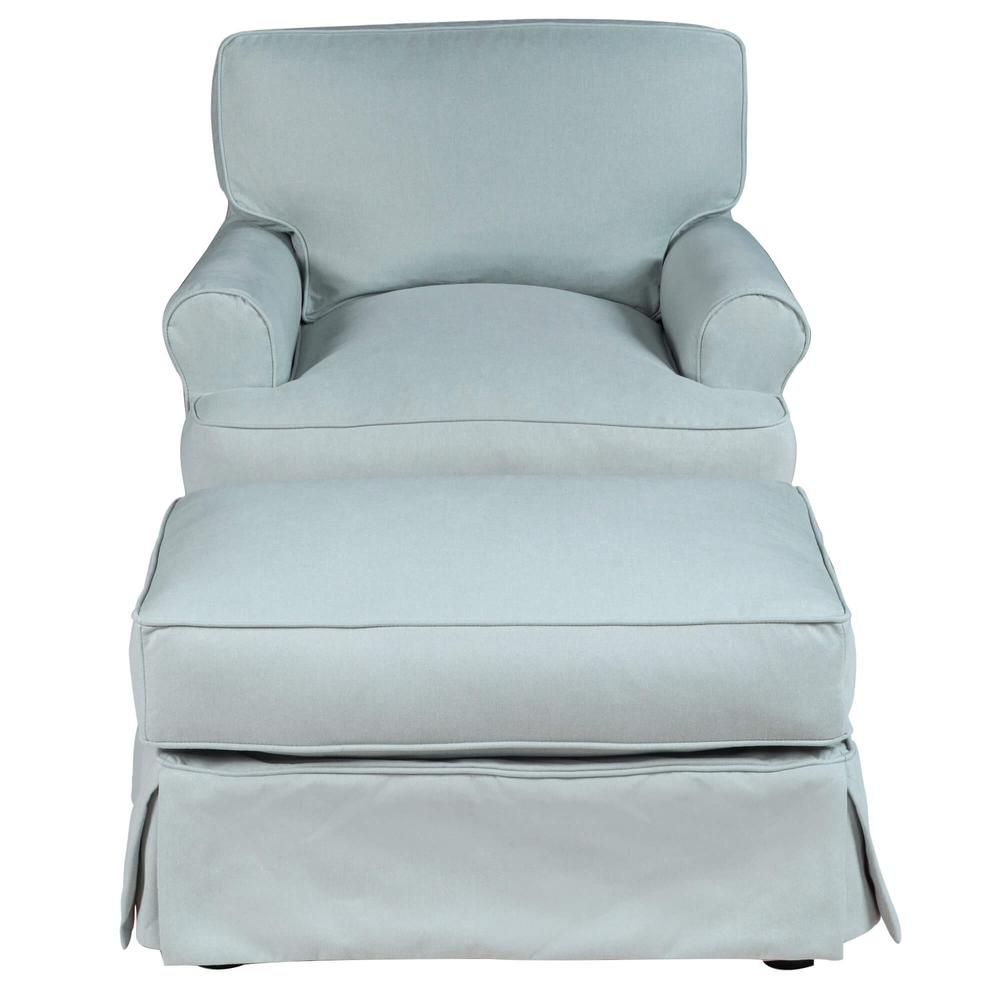 Horizon Slipcovered T-Cushion Chair with Ottoman. Picture 3